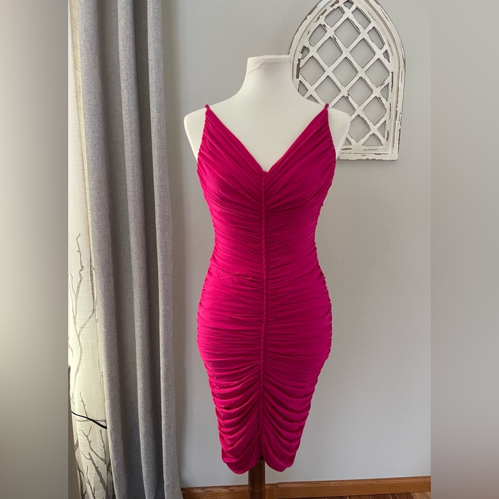 Zac Posen Baby Jersey Rouched Dress In Fuchsia Size 6